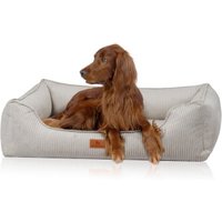 Knuffelwuff orthopädisches Hundebett aus Cord mit Handwebcharakter Nunavut hellgrau M-L