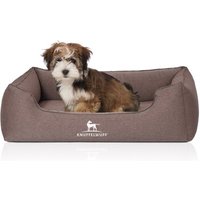 Knuffelwuff Orthopädisches Hundebett Leano aus Velours mit Handwebcharakter braun M-L