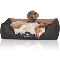 Knuffelwuff Orthopädisches Hundebett Outback aus laser-gestepptem Kunstleder creme/ schwarz XL
