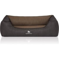 Knuffelwuff Orthopädisches Hundebett Outback aus laser-gestepptem Kunstleder schwarz/ gelb XL