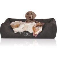 Knuffelwuff Orthopädisches Hundebett Tampa aus laser-gestepptem Kunstleder schwarz XXL