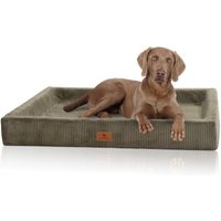 Knuffelwuff orthopädisches Hundebett aus Cord mit Handwebcharakter Santiago khaki M-L
