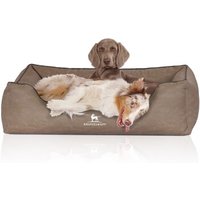 Knuffelwuff Orthopädisches Hundebett Rockland aus Kunstleder stone clay XXXL