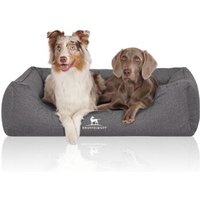 Knuffelwuff Orthopädisches Wasserabweisendes Hundebett Malou aus Velours mit Handwebcharakter grau XL
