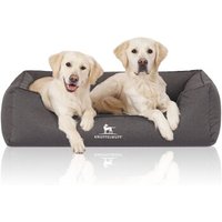 Knuffelwuff Orthopädisches Wasserabweisendes Hundebett Leon aus Velours mit Handwebcharakter anthrazit XXXL