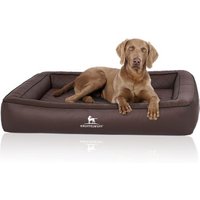 Knuffelwuff Orthopädisches Hundebett aus Laser gestepptem Kunstleder Hampstead braun XXL
