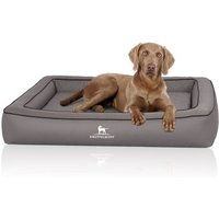Knuffelwuff Orthopädisches Hundebett aus Laser gestepptem Kunstleder Hampstead grau XXL