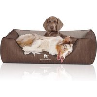 Knuffelwuff Orthopädisches Hundebett Outlander aus laser-gestepptem Kunstleder braun/ grau XL