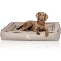 Knuffelwuff Orthopädisches Hundebett aus Laser gestepptem Kunstleder Montego grau M-L
