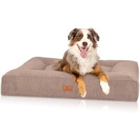 Knuffelwuff orthopädisches Hundebett aus Velours mit Handwebcharakter Sofia beige XL