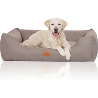 Knuffelwuff Hundebett Lotte aus Velours mit feinem Handwebcharakter hellgrau XL