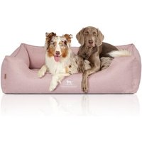Knuffelwuff Orthopädisches Hundebett Luisa aus Velours mit feinem Handwebcharakter Sunshine Edition hellrosa XXL