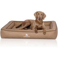 Knuffelwuff Orthopädisches Hundebett aus Laser gestepptem Kunstleder Montego braun/ beige XXL