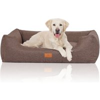 Knuffelwuff Hundebett Lotte aus Velours mit feinem Handwebcharakter braun/ grau XXL