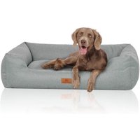 Knuffelwuff Hundebett Emma aus Velours mit feinem Handwebcharakter in Pastellfarben petrol XL