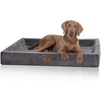 Knuffelwuff orthopädisches Hundebett aus Cord mit Handwebcharakter Santiago grau XL
