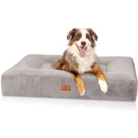 Knuffelwuff orthopädisches Hundebett mit kuschelig weichem Kaninchen Fellimitat Midland beige/ grau XXL