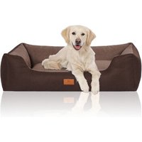 Knuffelwuff Hundebett Luke aus Velours mit feinem Handwebcharakter braun XL