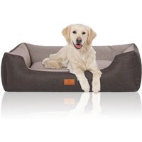 Knuffelwuff Hundebett Luke aus Velours mit feinem Handwebcharakter schwarz/ grau XL