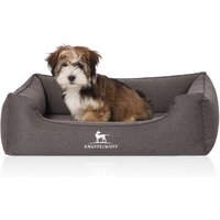 Knuffelwuff Orthopädisches Hundebett Leano aus Velours mit Handwebcharakter schwarz M-L