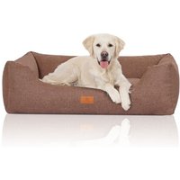 Knuffelwuff Hundebett Lotte aus Velours mit feinem Handwebcharakter hellbraun XL