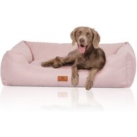 Knuffelwuff Hundebett Emma aus Velours mit feinem Handwebcharakter in Pastellfarben hellrosa XL