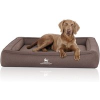 Knuffelwuff Orthopädisches Hundebett aus Velours mit Handwebcharakter Yukon braun/ grau XXL