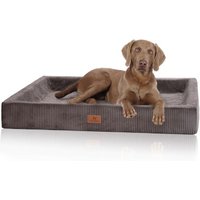 Knuffelwuff orthopädisches Hundebett aus Cord mit Handwebcharakter Santiago braun/ grau XXL