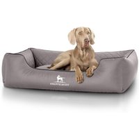 Knuffelwuff Orthopädisches Hundebett Madison aus laser-gestepptem Kunstleder grau XL