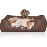 Knuffelwuff Orthopädisches Hundebett Columbia aus laser-gestepptem Kunstleder braun XL