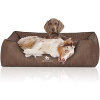 Knuffelwuff Orthopädisches Hundebett Tampa aus laser-gestepptem Kunstleder braun XXL