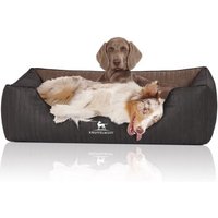 Knuffelwuff Orthopädisches Hundebett Outback aus laser-gestepptem Kunstleder schwarz/ braun XXL