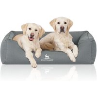 Knuffelwuff Orthopädisches Wasserabweisendes Hundebett Leon aus Velours mit Handwebcharakter petrol XXL
