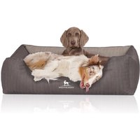 Knuffelwuff Orthopädisches Hundebett Outlander aus laser-gestepptem Kunstleder hellgrau/ dunkelgrau XXL