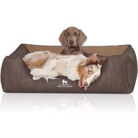 Knuffelwuff Orthopädisches Hundebett Outlander aus laser-gestepptem Kunstleder braun/ caramell XL