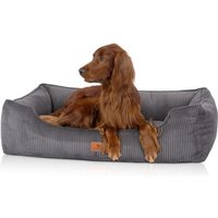 Knuffelwuff orthopädisches Hundebett aus Cord mit Handwebcharakter Nunavut grau M-L