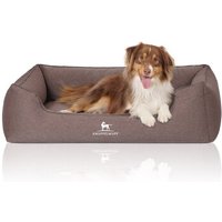 Knuffelwuff Orthopädisches Hundebett Leano aus Velours mit Handwebcharakter braun XXXL