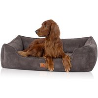 Knuffelwuff orthopädisches Hundebett aus Cord mit Handwebcharakter Nunavut braun/ grau XL