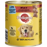 Pedigree Nassfutter Hund Adult, Classic 3 Sorten 12x800 g Rind, Lamm und Huhn