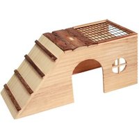 Kerbl Pet Nagerhaus mit Rampe und Futterplatz Nature