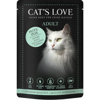 CAT'S LOVE Nassfutter Katze Adult in Gelee Pute pur mit Lachsöl und Katzengamander 48x85 g
