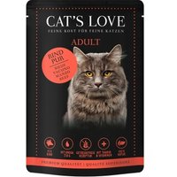CAT'S LOVE Nassfutter Katze Adult in Gelee Rind pur mit Distelöl und Löwenzahn 48x85 g