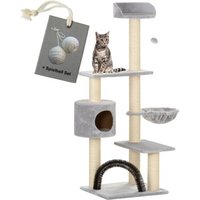 Rohrschneider Kratzbaum für Katzen mit Gratis-Beigabe, Katzenkratzbaum "Utah" grau