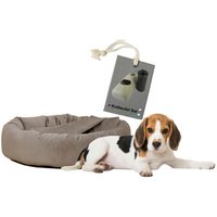 Rohrschneider ® Hundekissen inkl. Gratis-Beigabe, Kuschelhöhle "Denver" taupe M