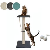 Rohrschneider ® Katzenbaum Emmi mit Vollholz-Holm und Gratis-Beigabe dunkelgrau 45 cm, 97 cm, 45 cm