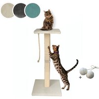 Rohrschneider ® Katzenbaum Emmi mit Vollholz-Holm und Gratis-Beigabe beige 45 cm, 97 cm, 45 cm