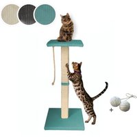 Rohrschneider ® Katzenbaum Emmi mit Vollholz-Holm und Gratis-Beigabe türkis 45 cm, 97 cm, 45 cm