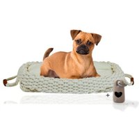 Rohrschneider ® Flauschiges Tierbett inkl. Gratis-Beigabe, Körbchen in Flechtoptik M