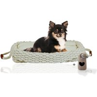 Rohrschneider ® Flauschiges Tierbett inkl. Gratis-Beigabe, Körbchen in Flechtoptik S