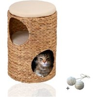 Rohrschneider ® Katzentonne für kleine Katzen mit 2 Etagen und Gratis-Beigabe